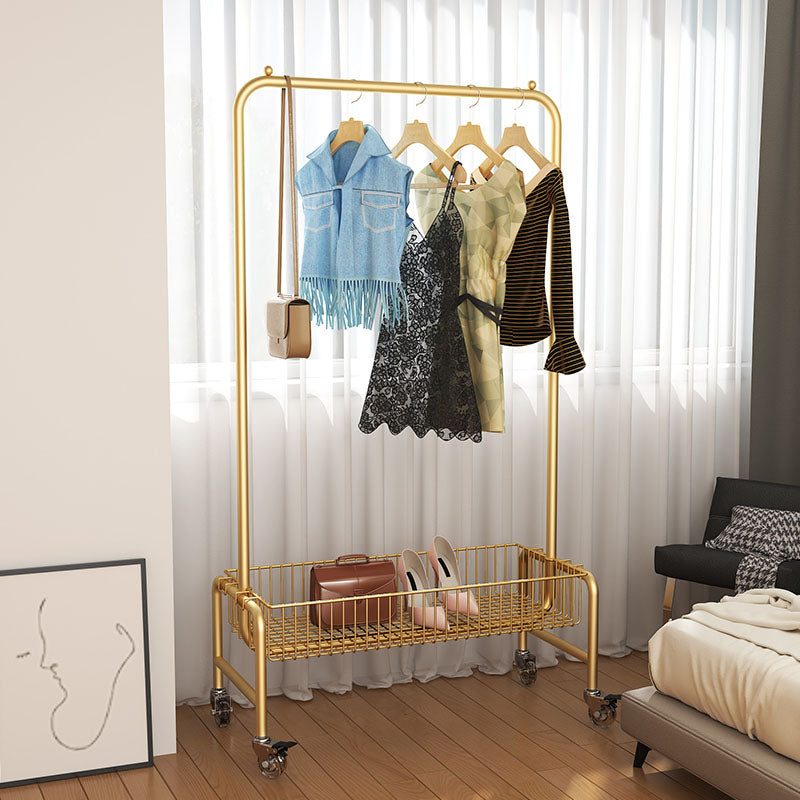 Metal Coat Rack Entryway Kit Storage Shelf Caster Coat Rack Living Room