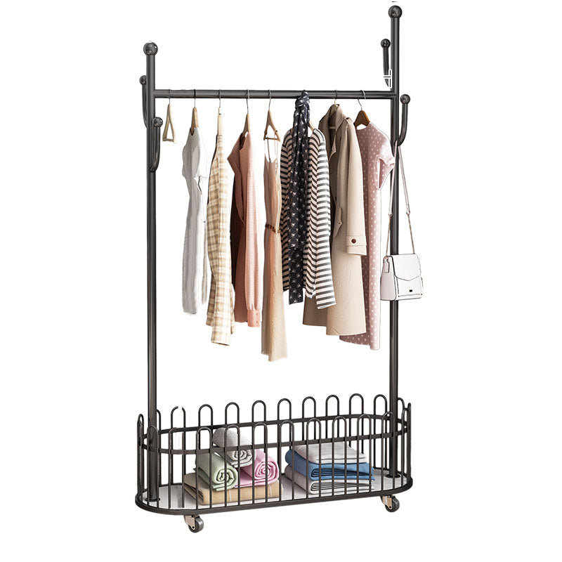 Glam Hall Tree Metal 4 Hooks No Distressing Coat Hanger With Storage Shelving