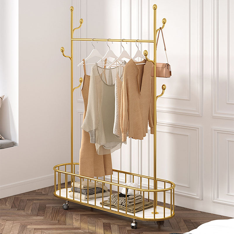 Glam Hall Tree Metal Shelving Hooks Included Free Standing Coat Hanger