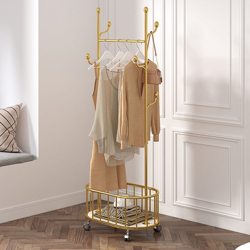 Glam Hall Tree Metal Shelving Hooks Included Free Standing Coat Hanger