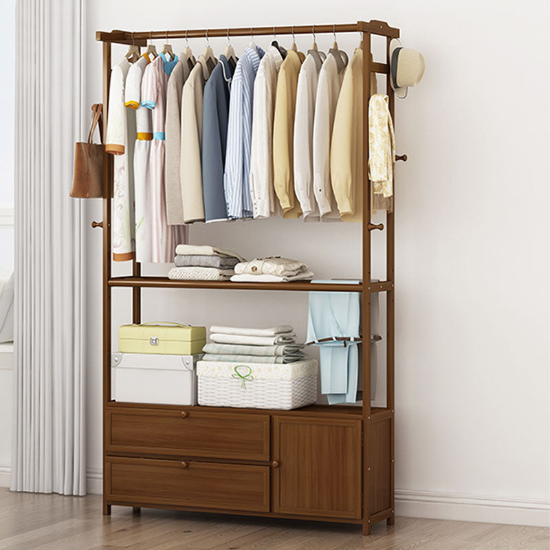 Modern Hall Stand Wood Free Standing No Distressed Coat Rack with Drawer