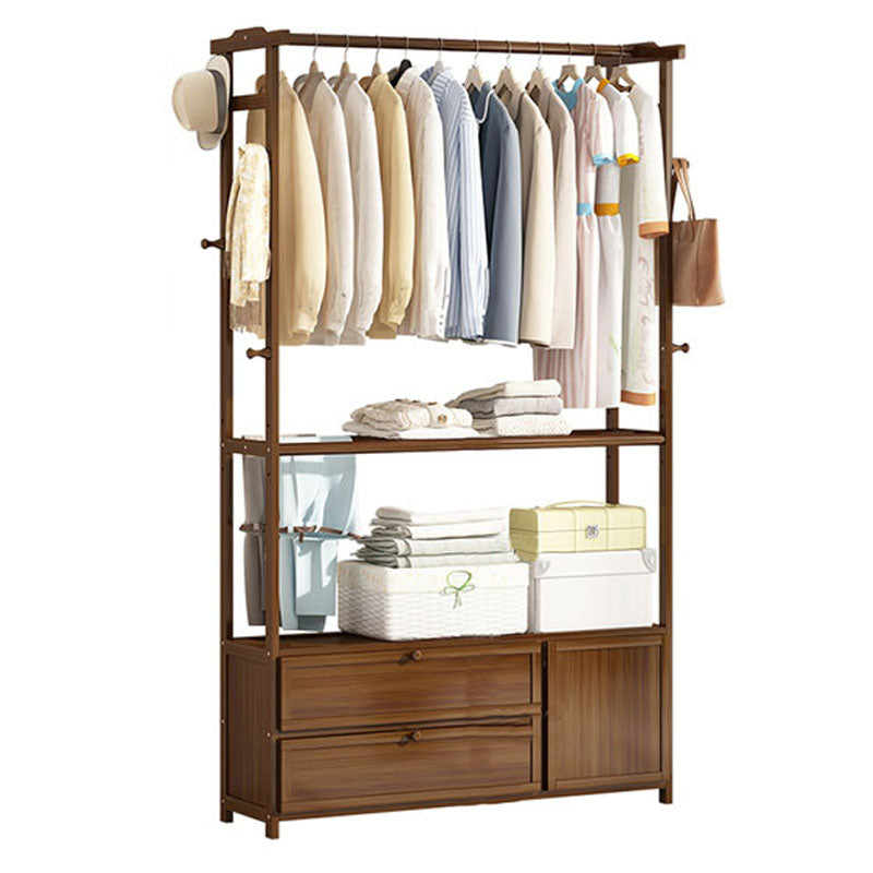 Modern Hall Stand Wood Free Standing No Distressed Coat Rack with Drawer