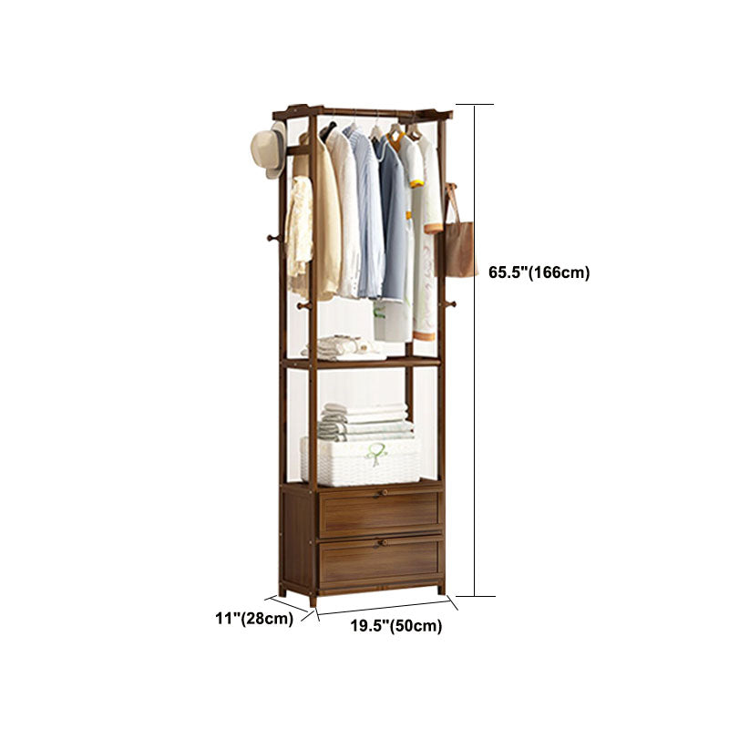 Modern Hall Stand Wood Free Standing No Distressed Coat Rack with Drawer