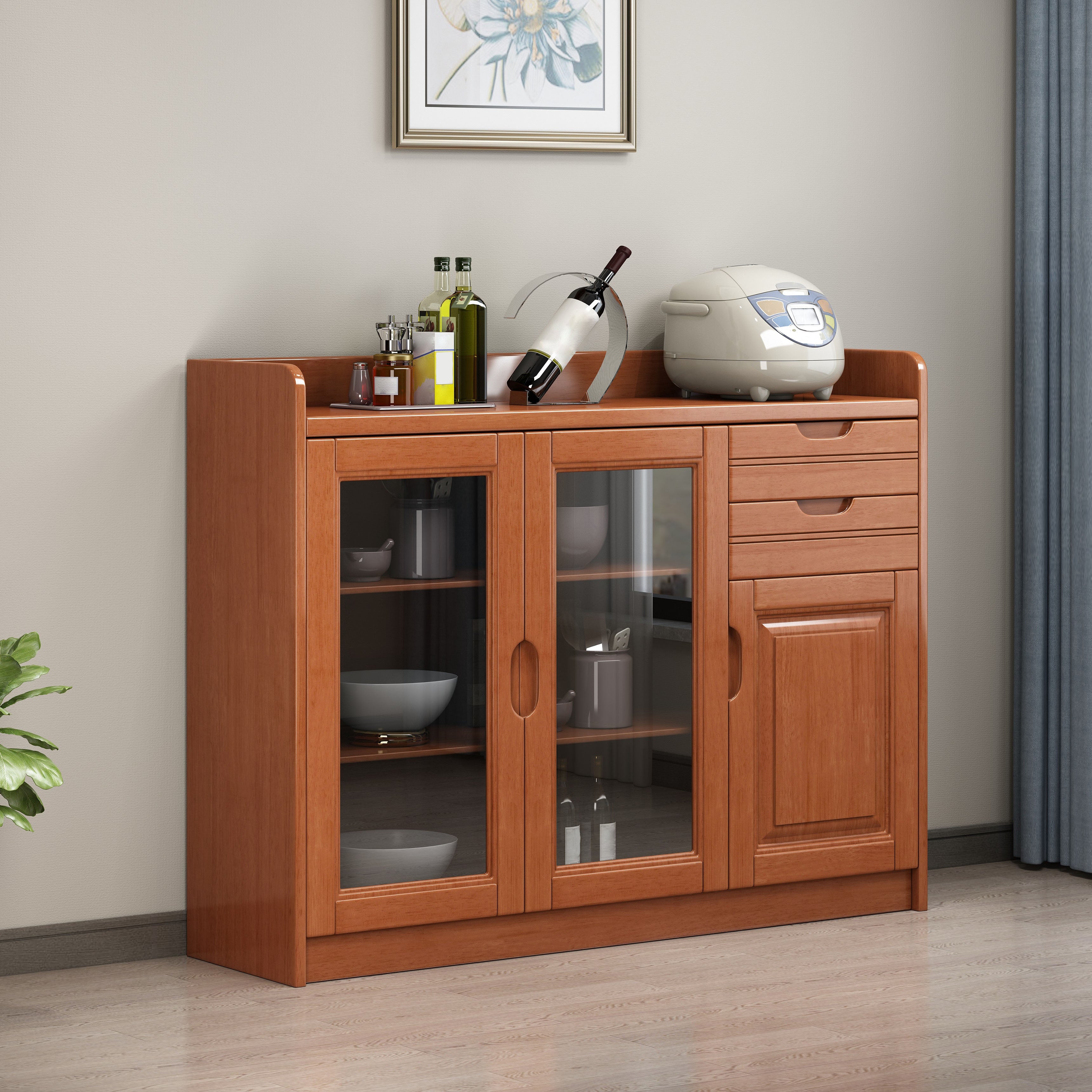 Rubber Wood Contemporary Style Sideboard Dining Room Sideboard