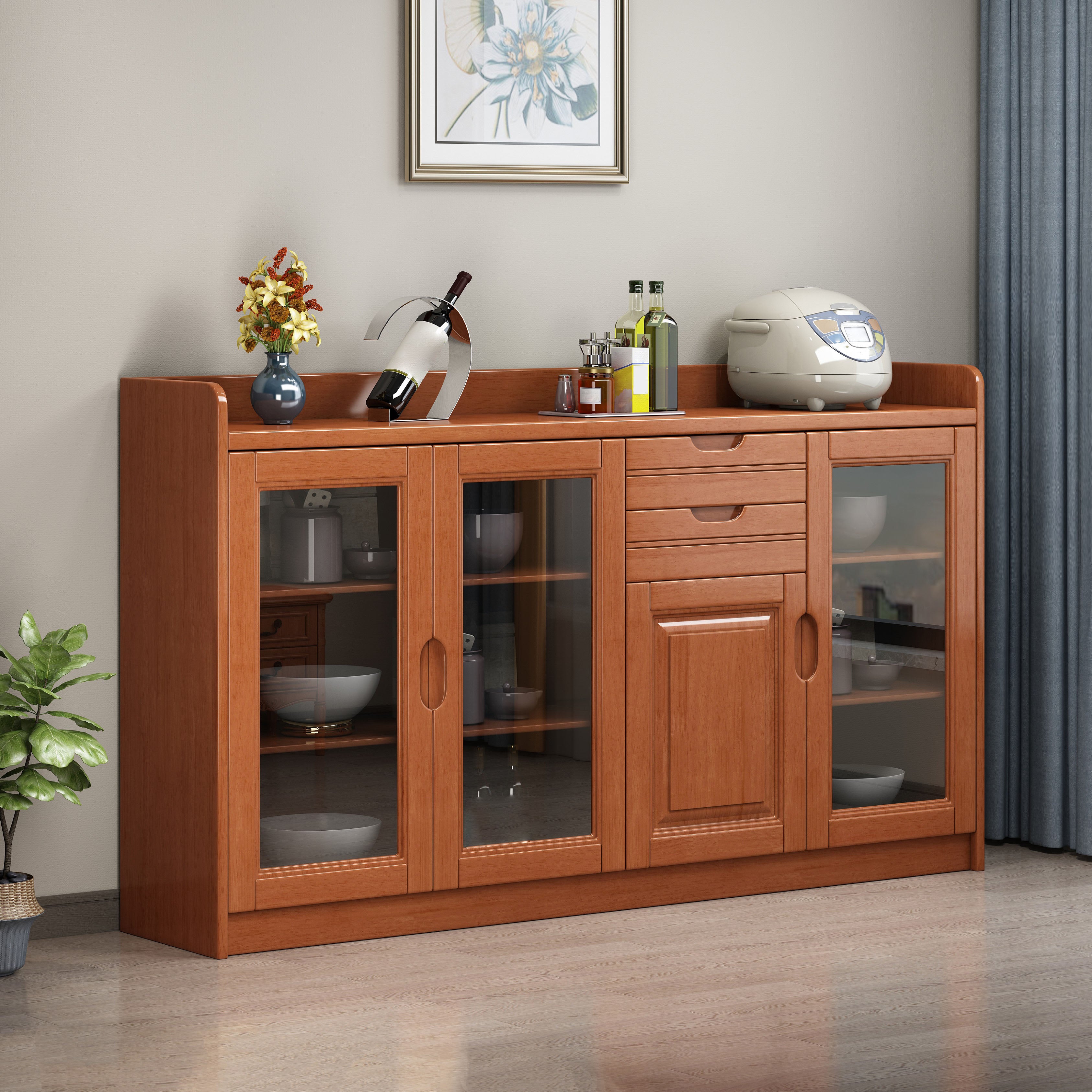 Rubber Wood Contemporary Style Sideboard Dining Room Sideboard