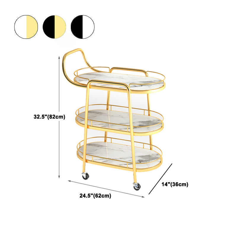 32.28"H Modern Rolling Oval Prep Table Metal Prep Table for Home Use