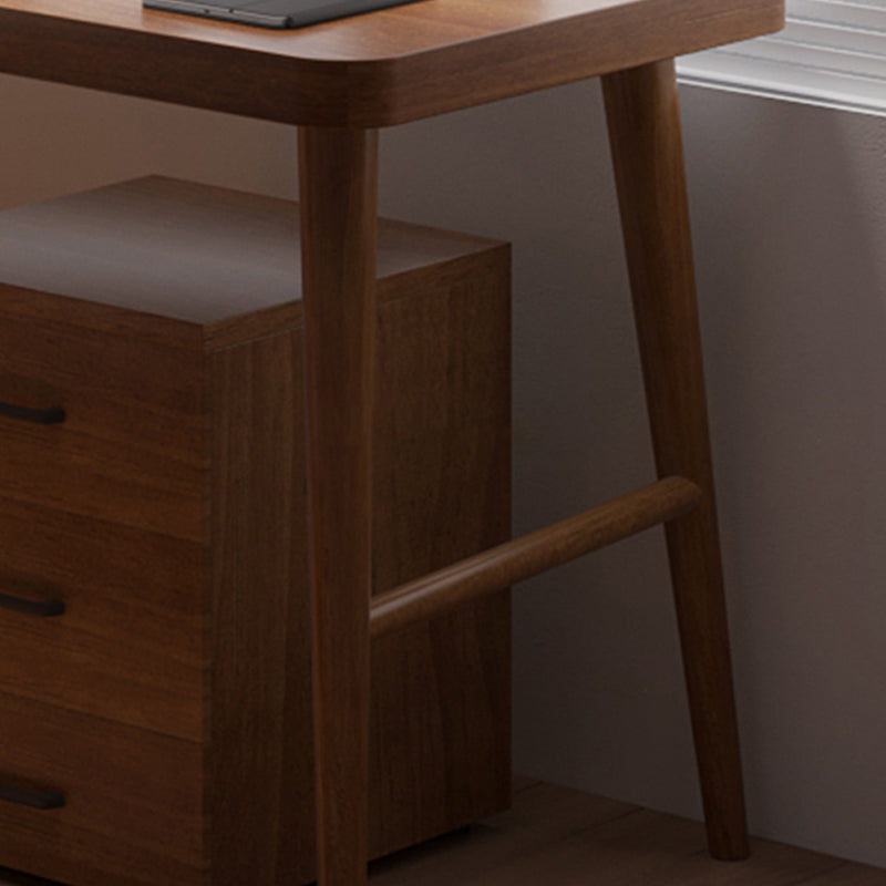 Mid-Century Modern Office Desk Wood Wear-Resistant Brown L-Shape Corner Desk