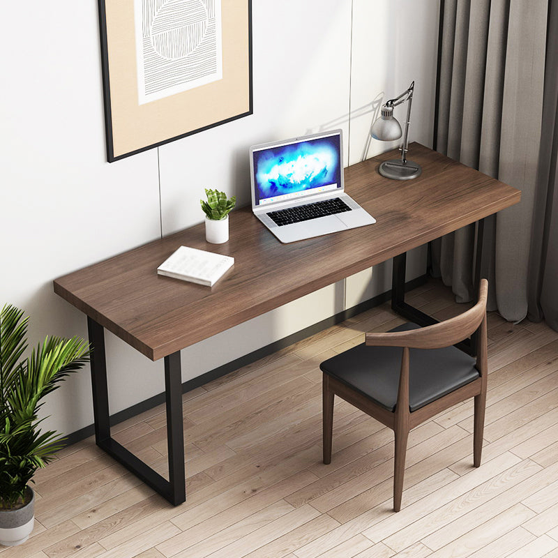 Industrial Style Office Desk Rectangle Solid Wood Desk with Sled Base for Home