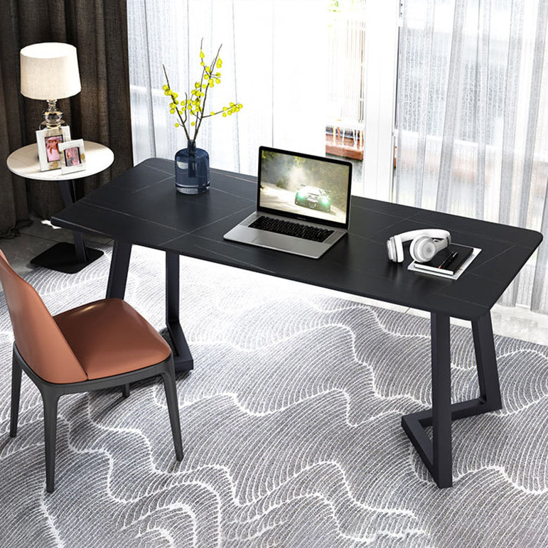 Black Office Desk Contemporary Style Writing Desk for Office and Home