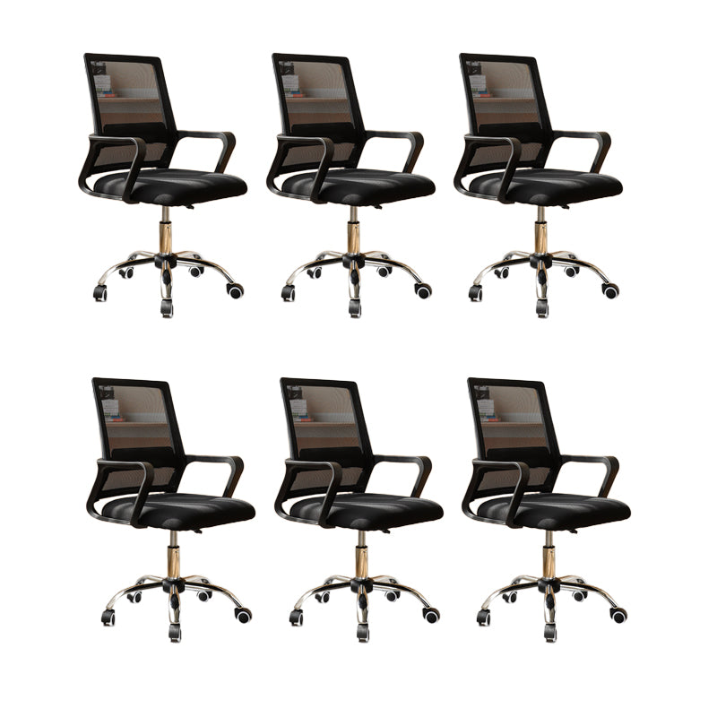 Mid Back Office Chair Fixed Arm Breathable Mesh Task Chair for Home and Office