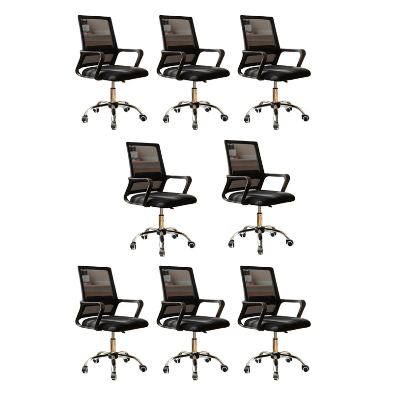 Mid Back Office Chair Fixed Arm Breathable Mesh Task Chair for Home and Office