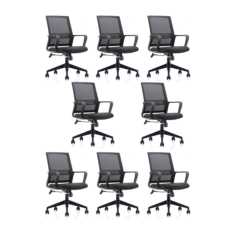 Mid Back Office Chair Fixed Arm Breathable Mesh Task Chair for Home and Office