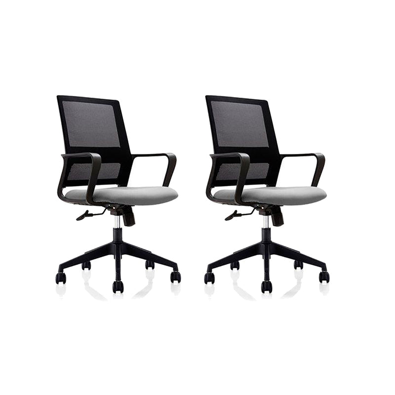 Mid Back Office Chair Fixed Arm Breathable Mesh Task Chair for Home and Office