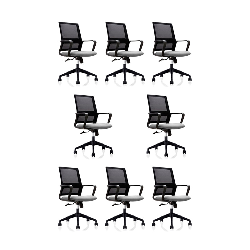 Mid Back Office Chair Fixed Arm Breathable Mesh Task Chair for Home and Office