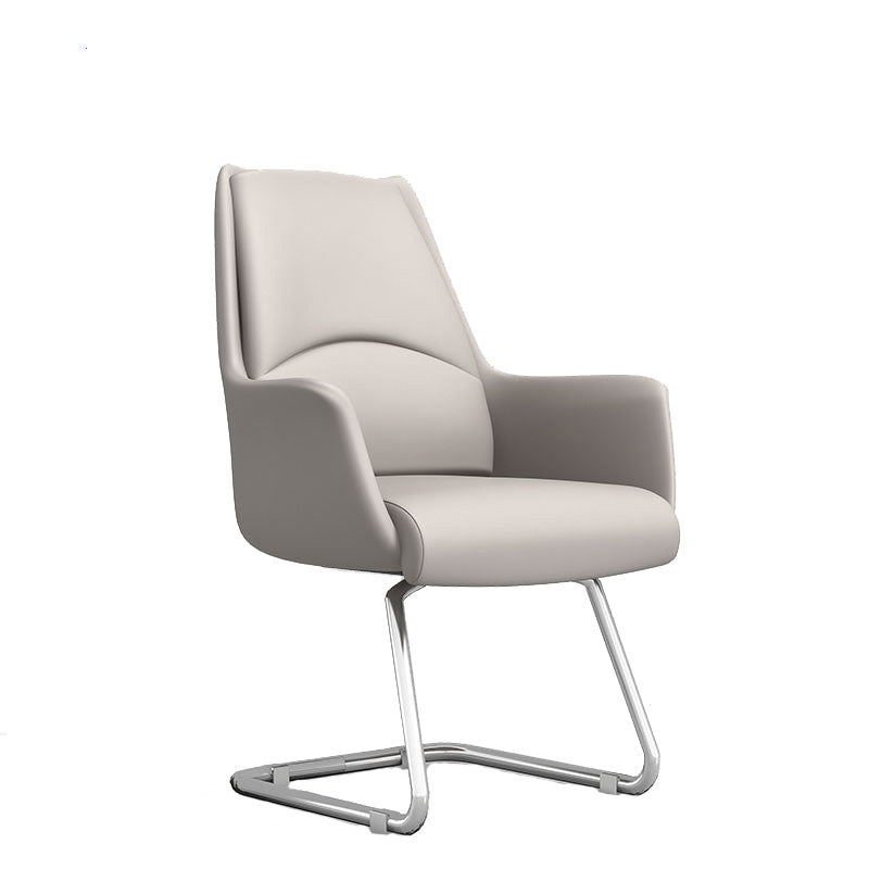 Leather Office Chair Fixed Arm Task Chair for Home and Office