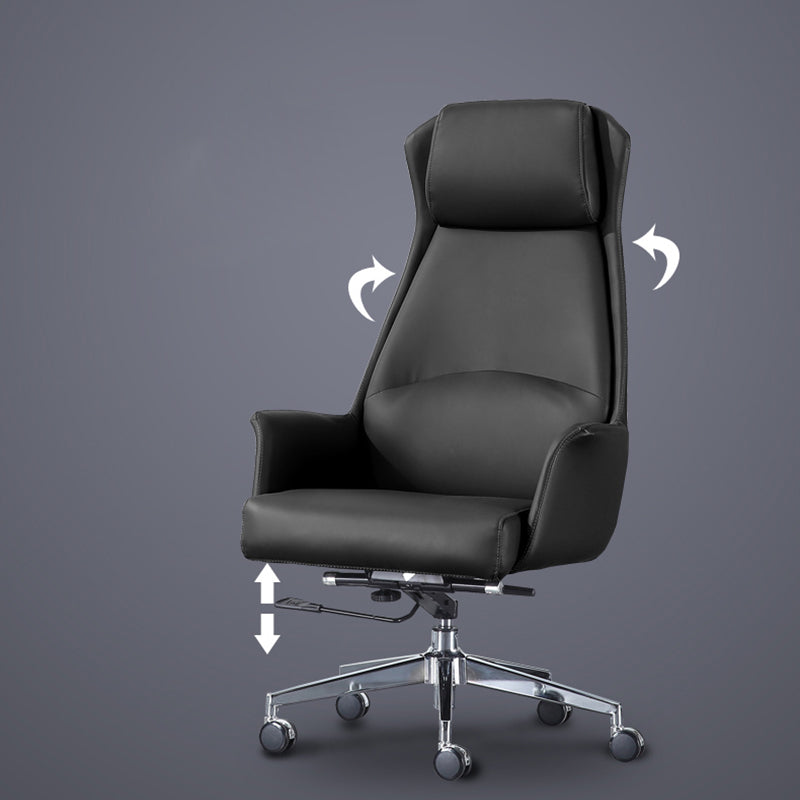 Leather Office Chair Fixed Arm Task Chair for Home and Office