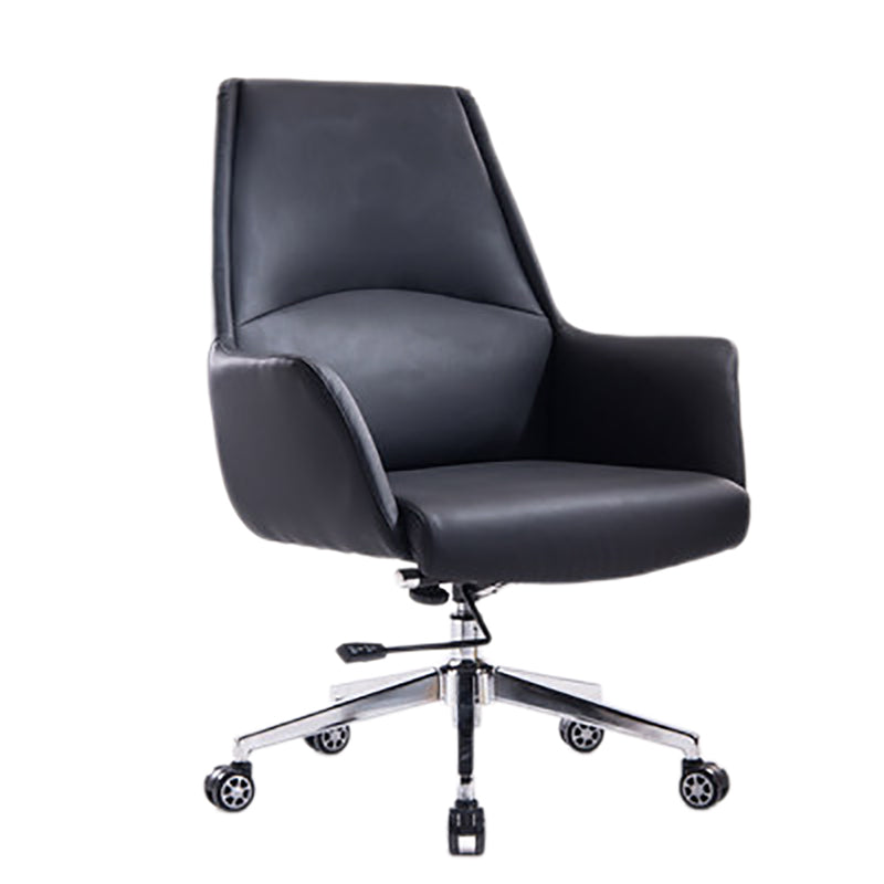 Leather Office Chair Fixed Arm Task Chair for Home and Office