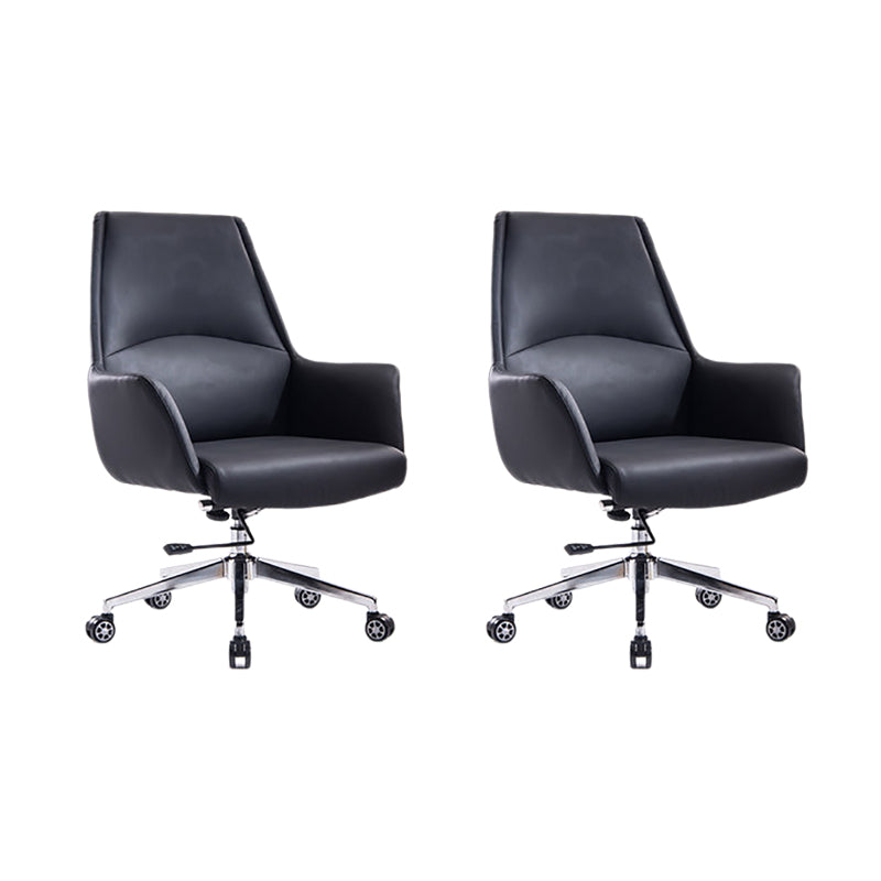 Leather Office Chair Fixed Arm Task Chair for Home and Office