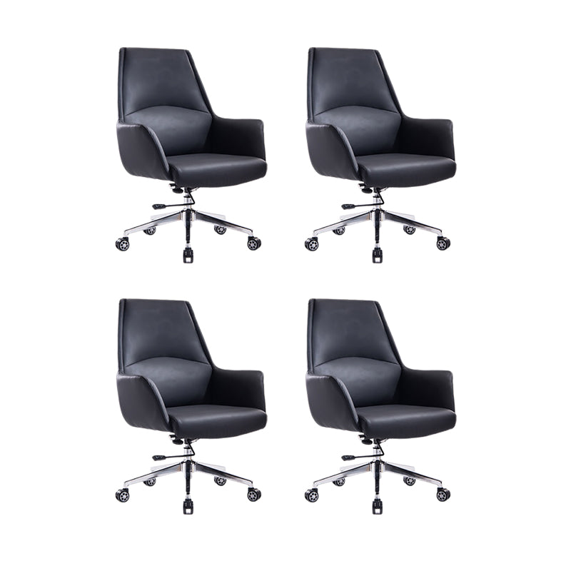 Leather Office Chair Fixed Arm Task Chair for Home and Office