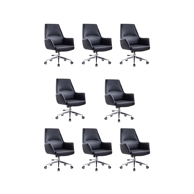 Leather Office Chair Fixed Arm Task Chair for Home and Office