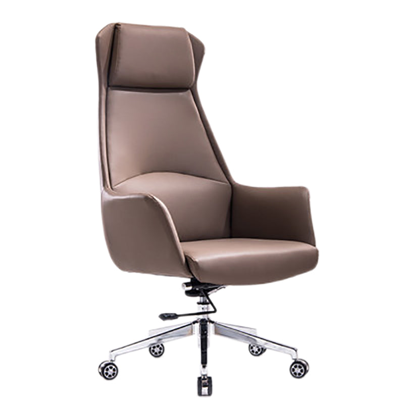 Leather Office Chair Fixed Arm Task Chair for Home and Office