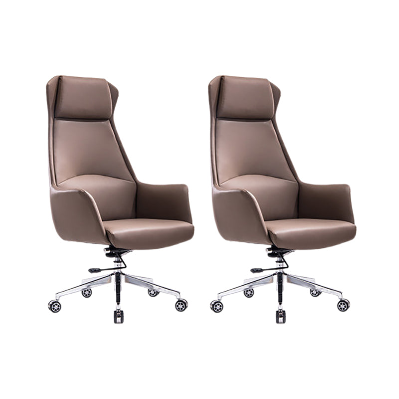 Leather Office Chair Fixed Arm Task Chair for Home and Office