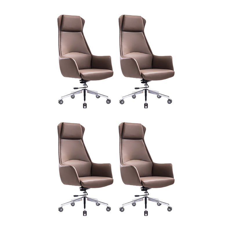 Leather Office Chair Fixed Arm Task Chair for Home and Office