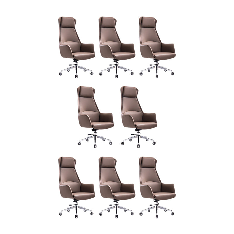 Leather Office Chair Fixed Arm Task Chair for Home and Office