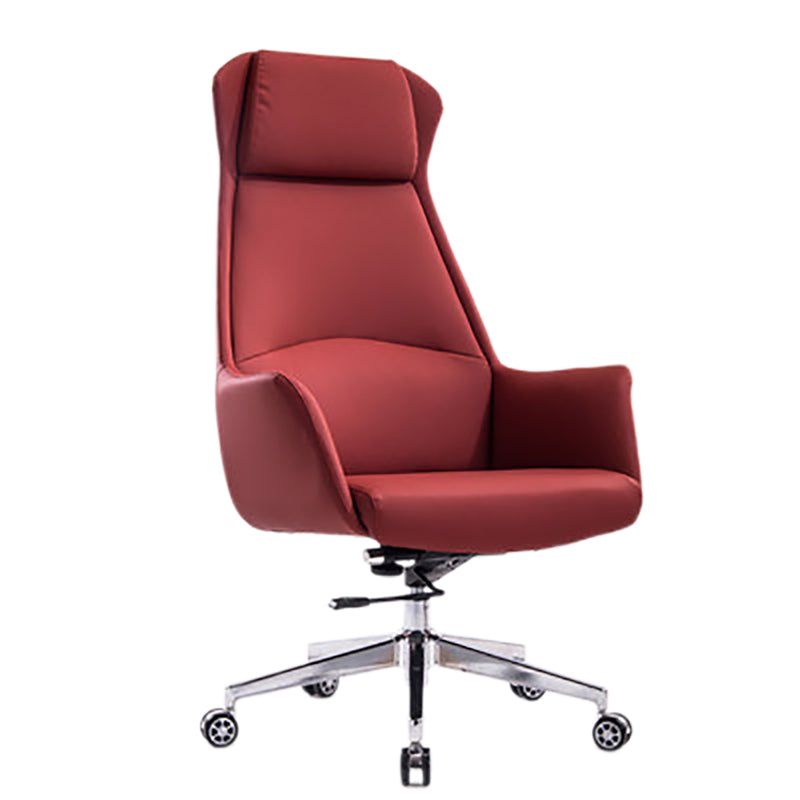 Leather Office Chair Fixed Arm Task Chair for Home and Office