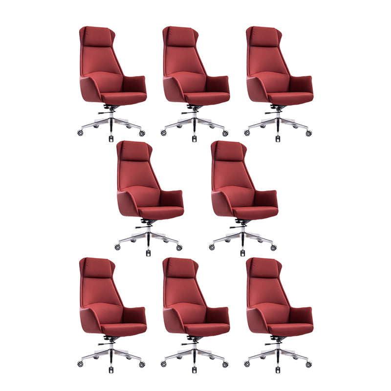 Leather Office Chair Fixed Arm Task Chair for Home and Office