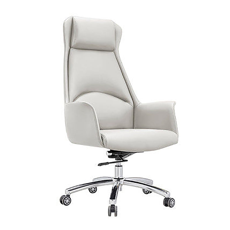 Leather Office Chair Fixed Arm Task Chair for Home and Office