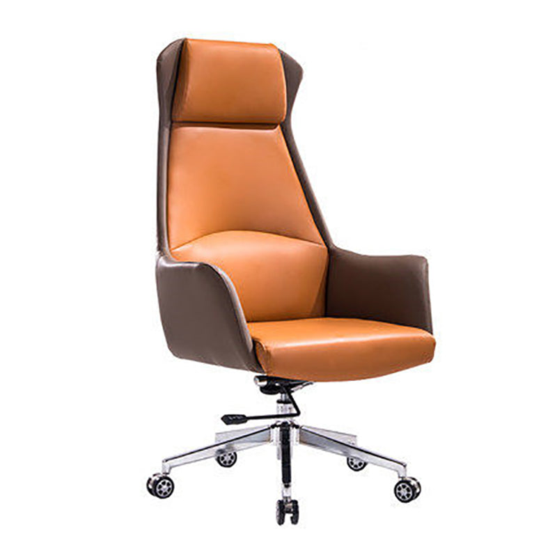 Leather Office Chair Fixed Arm Task Chair for Home and Office