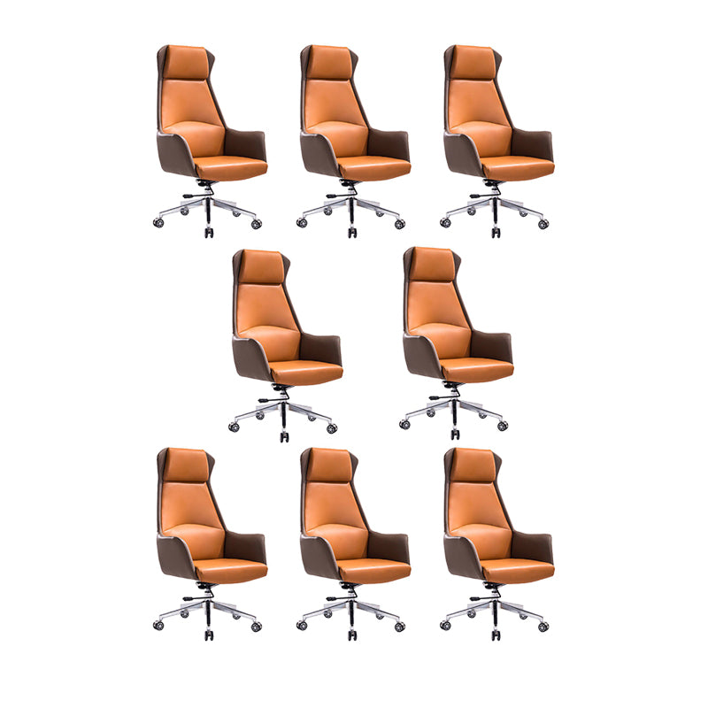 Leather Office Chair Fixed Arm Task Chair for Home and Office