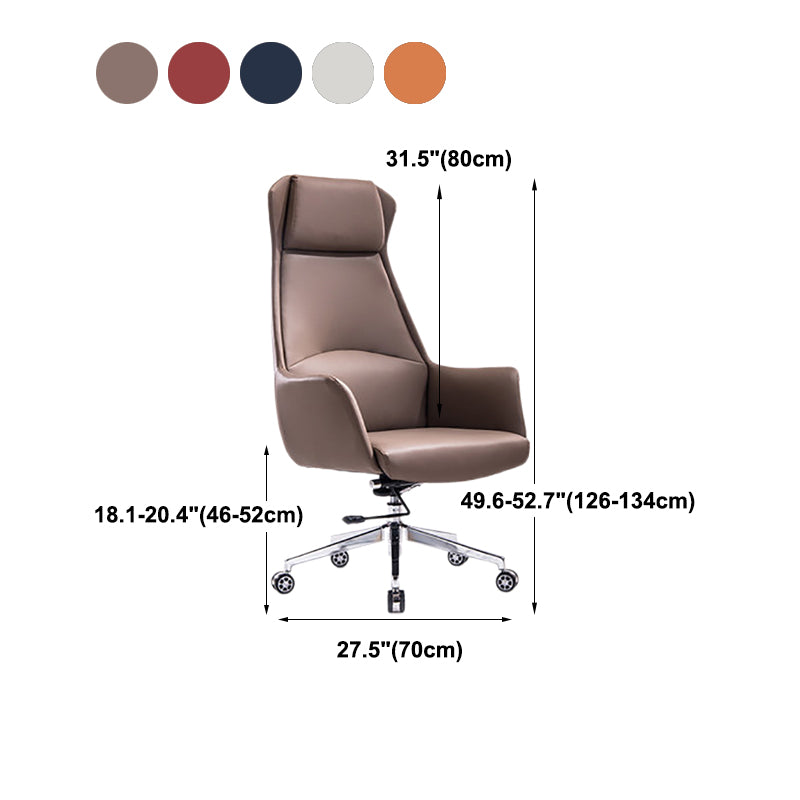 Leather Office Chair Fixed Arm Task Chair for Home and Office