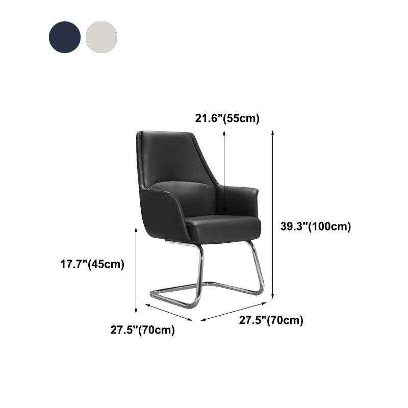 Leather Office Chair Fixed Arm Task Chair for Home and Office