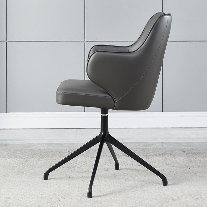 Fixed Arm Leather Office Chair Stainless Steel Frame Task Chair with 4 Legs