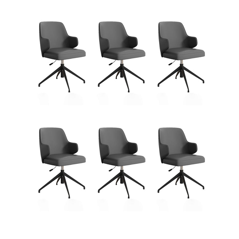 Fixed Arm Leather Office Chair Stainless Steel Frame Task Chair with 4 Legs