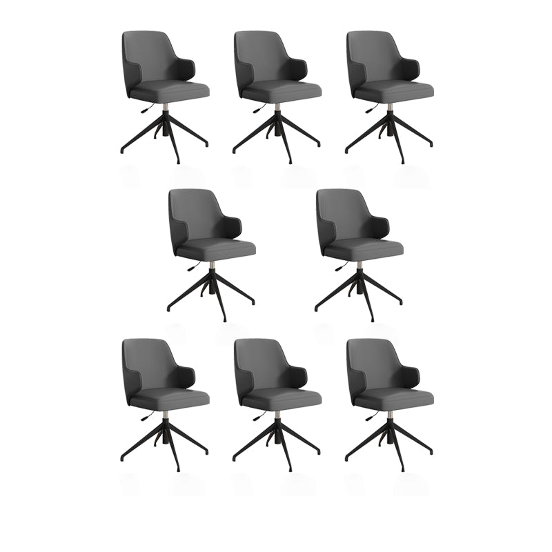 Fixed Arm Leather Office Chair Stainless Steel Frame Task Chair with 4 Legs