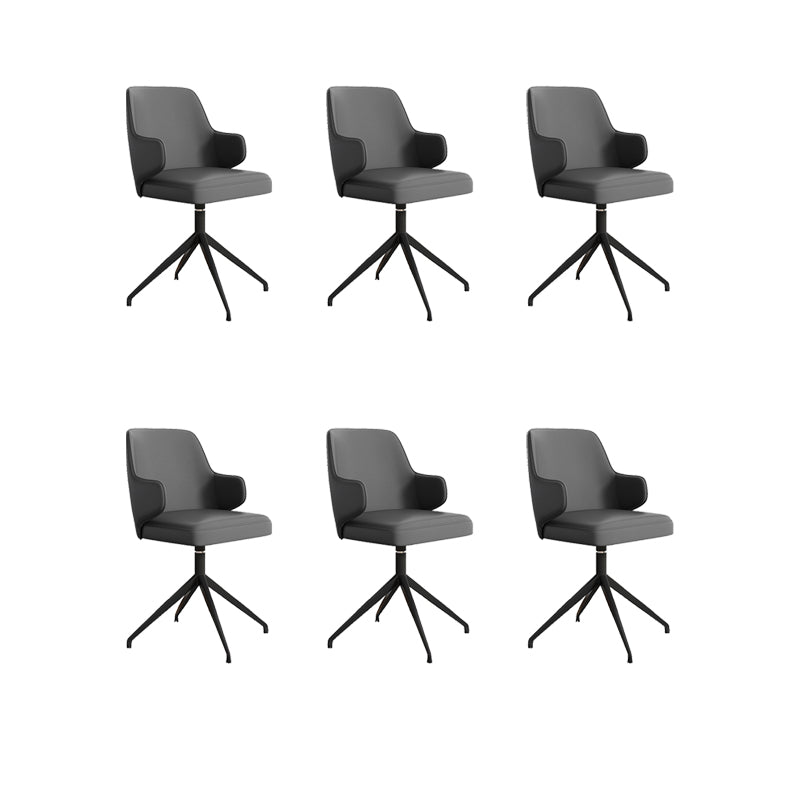 Fixed Arm Leather Office Chair Stainless Steel Frame Task Chair with 4 Legs