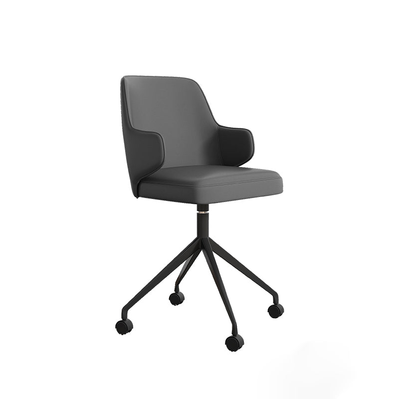 Fixed Arm Leather Office Chair Stainless Steel Frame Task Chair with 4 Legs