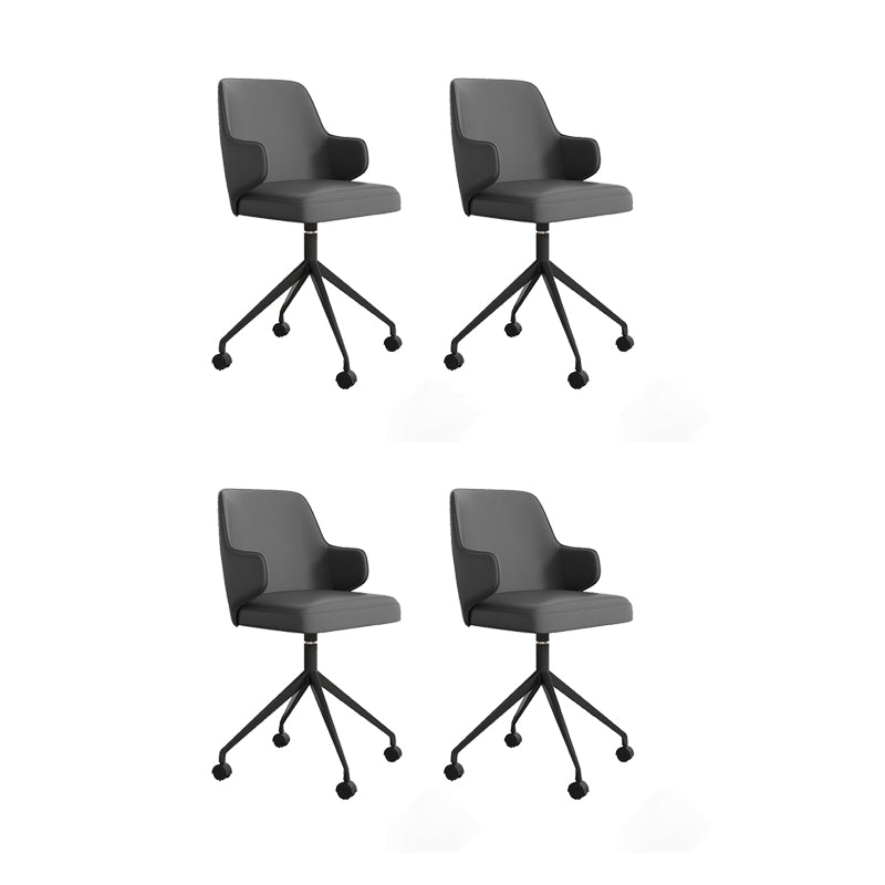 Fixed Arm Leather Office Chair Stainless Steel Frame Task Chair with 4 Legs