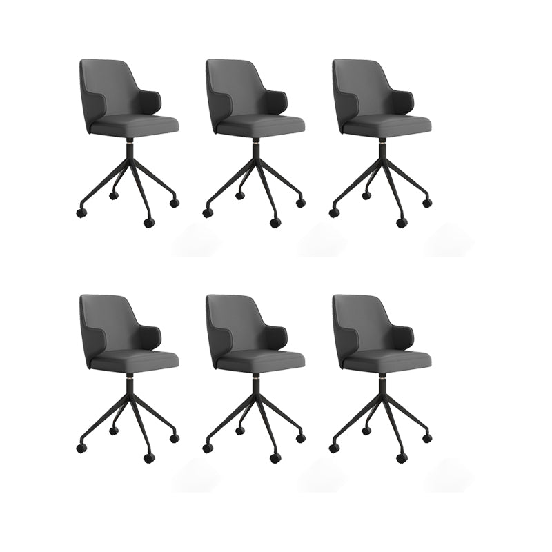 Fixed Arm Leather Office Chair Stainless Steel Frame Task Chair with 4 Legs