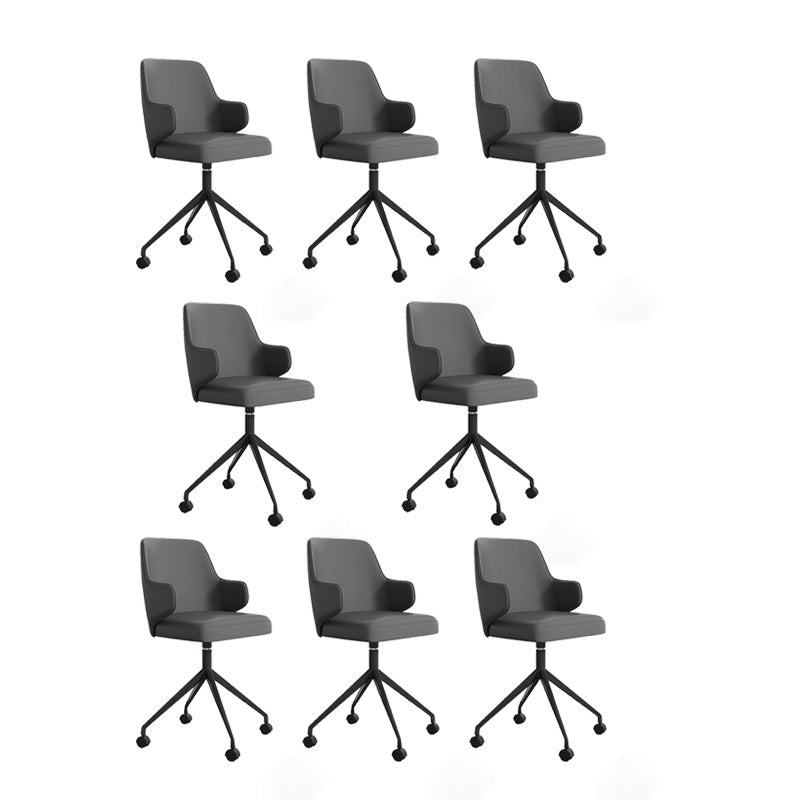 Fixed Arm Leather Office Chair Stainless Steel Frame Task Chair with 4 Legs