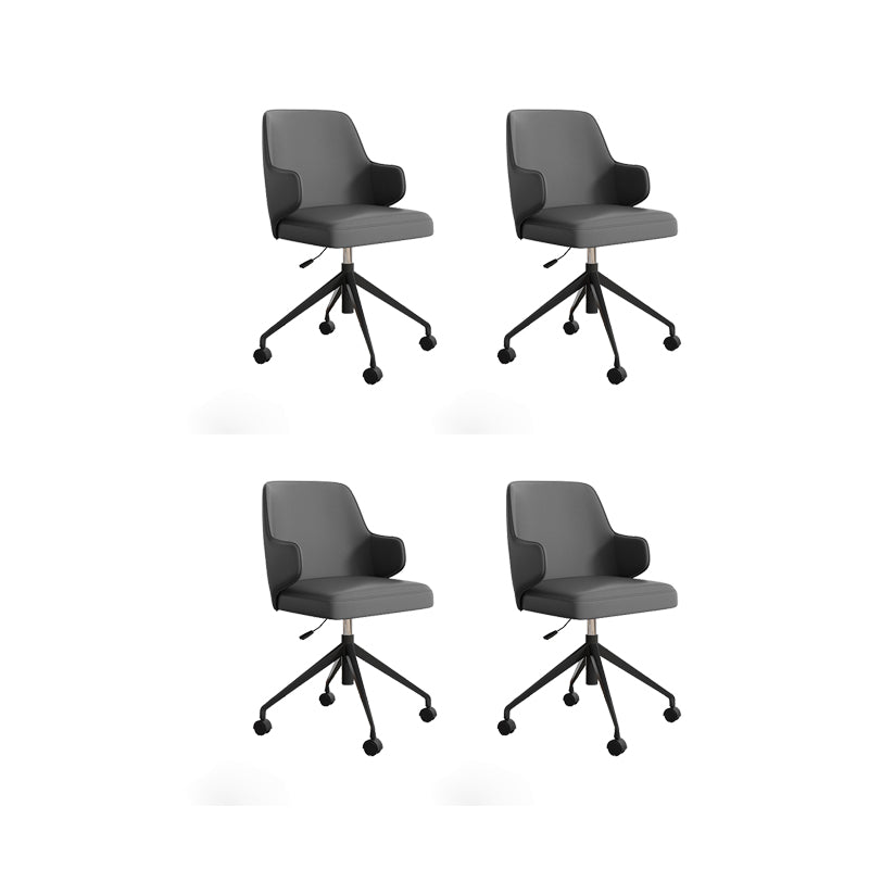 Fixed Arm Leather Office Chair Stainless Steel Frame Task Chair with 4 Legs