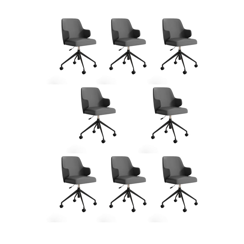 Fixed Arm Leather Office Chair Stainless Steel Frame Task Chair with 4 Legs