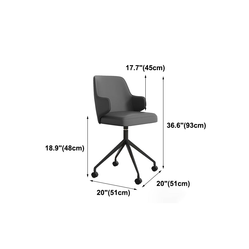 Fixed Arm Leather Office Chair Stainless Steel Frame Task Chair with 4 Legs