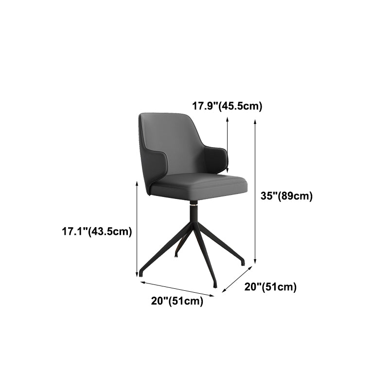 Fixed Arm Leather Office Chair Stainless Steel Frame Task Chair with 4 Legs