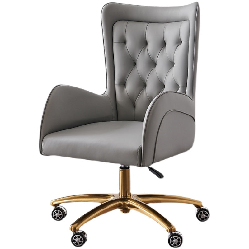 Modern Upholstered Office Chair Mid Back Task Chair with Gold Metal Base