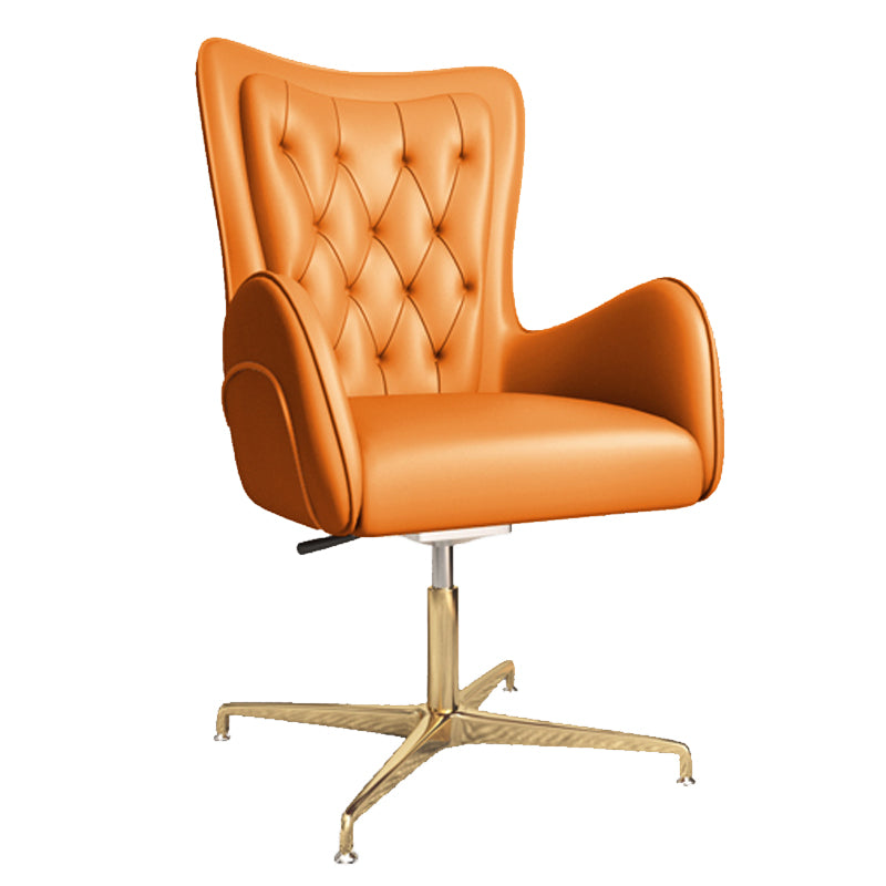 Modern Upholstered Office Chair Mid Back Task Chair with Gold Metal Base