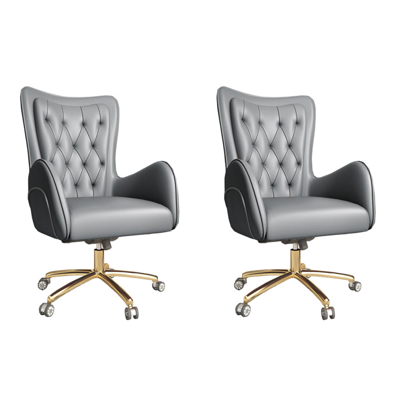 Modern Upholstered Office Chair Mid Back Task Chair with Gold Metal Base